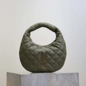 Saint Laurent YSL Women Icarino In Quilted Nappa-Dark Green