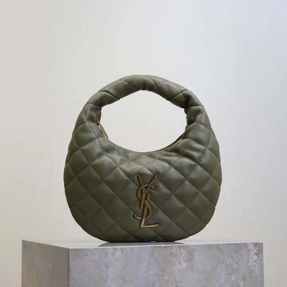 Saint Laurent YSL Women Icarino In Quilted Nappa-Dark Green 2 Saint Laurent YSL Women Icarino In Quilted Nappa-Dark Green