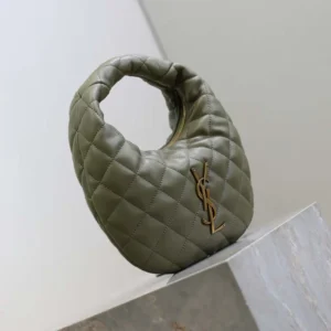 Saint Laurent YSL Women Icarino In Quilted Nappa-Dark Green