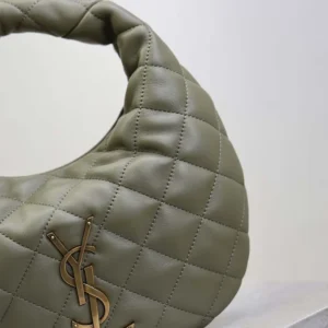 Saint Laurent YSL Women Icarino In Quilted Nappa-Dark Green
