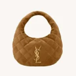 Saint Laurent YSL Women Icarino In Quilted Suede-Brown 8516891U