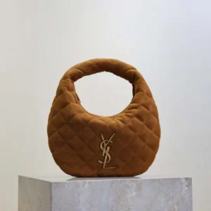 Saint Laurent YSL Women Icarino In Quilted Suede-Brown 8516891U