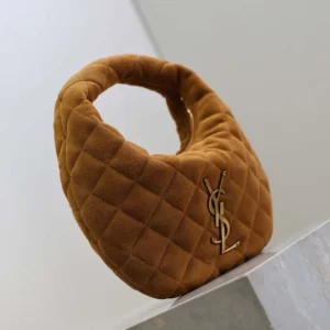 Saint Laurent YSL Women Icarino In Quilted Suede-Brown 8516891U