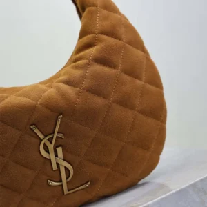 Saint Laurent YSL Women Icarino In Quilted Suede-Brown 8516891U