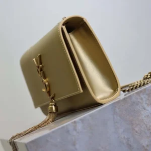 Saint Laurent YSL Women Kate Small Tassel In Metallic Leather-Gold