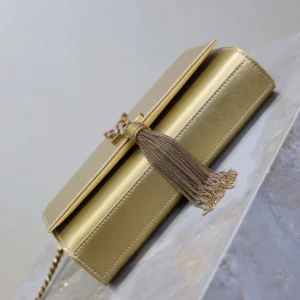 Saint Laurent YSL Women Kate Small Tassel In Metallic Leather-Gold