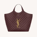 Saint Laurent YSL Women Large Icare In Quilted Nappa Lambskin-Maroon