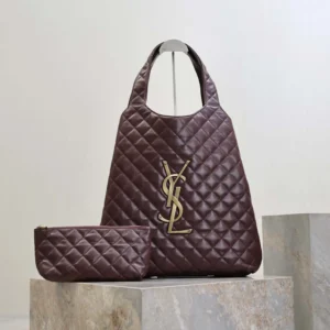Saint Laurent YSL Women Large Icare In Quilted Nappa Lambskin-Maroon
