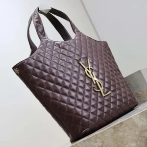 Saint Laurent YSL Women Large Icare In Quilted Nappa Lambskin-Maroon