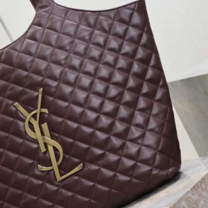 Saint Laurent YSL Women Large Icare In Quilted Nappa Lambskin-Maroon