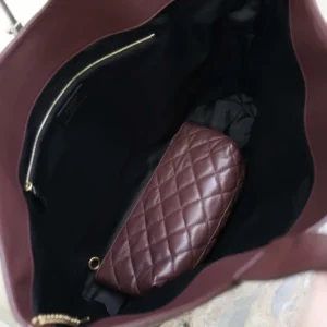 Saint Laurent YSL Women Large Icare In Quilted Nappa Lambskin-Maroon
