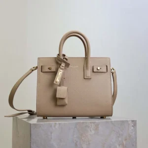 Saint Laurent YSL Women Nano Sac De Jour In Supple Grained Leather-Beige
