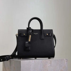 Saint Laurent YSL Women Nano Sac De Jour In Supple Grained Leather-Black