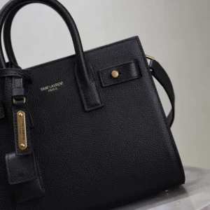 Saint Laurent YSL Women Nano Sac De Jour In Supple Grained Leather-Black