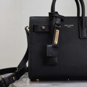 Saint Laurent YSL Women Nano Sac De Jour In Supple Grained Leather-Black