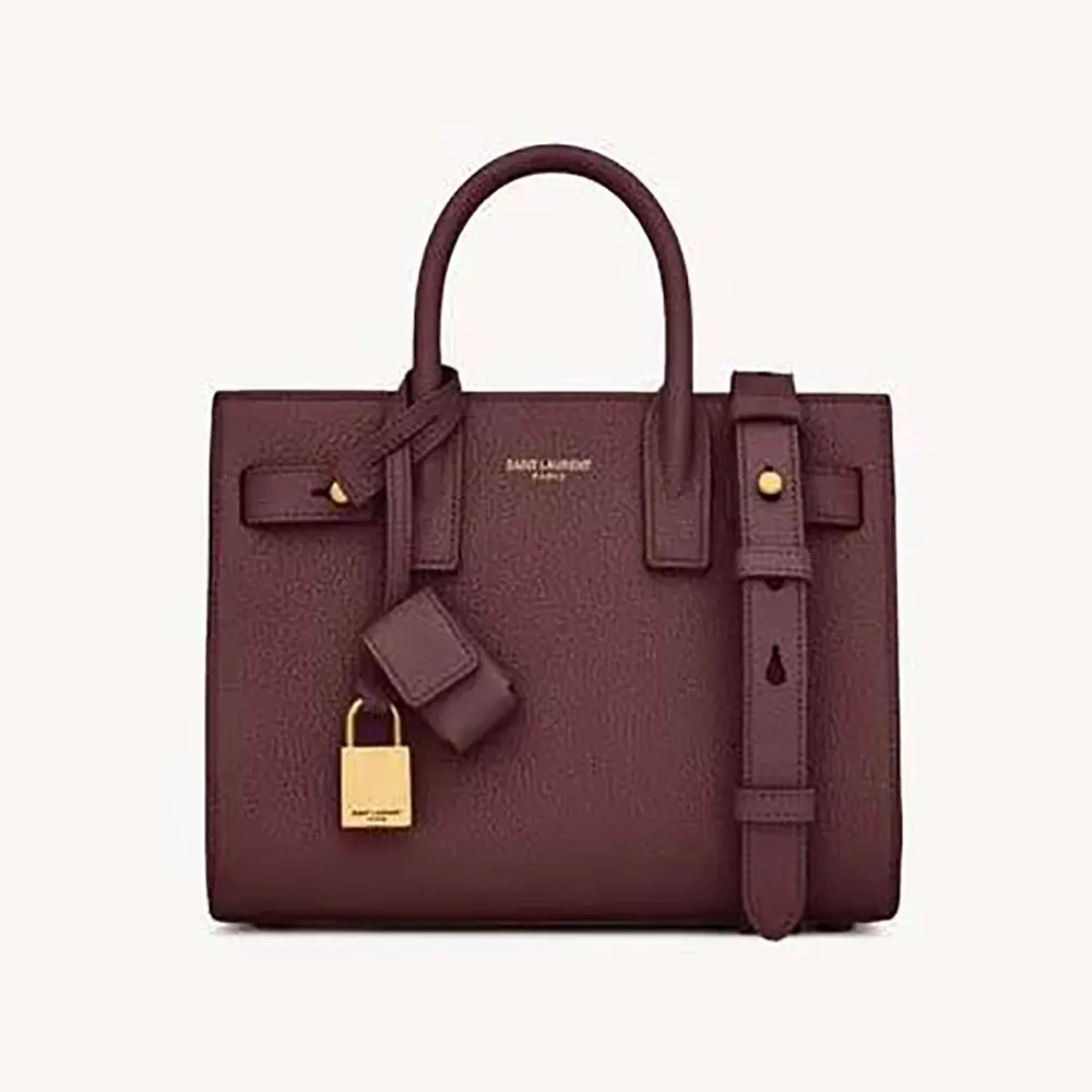 Saint Laurent YSL Women Nano Sac De Jour In Supple Grained Leather-Maroon 1 Saint Laurent YSL Women Nano Sac De Jour In Supple Grained Leather-Maroon