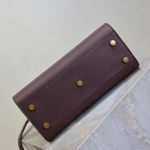 Saint Laurent YSL Women Nano Sac De Jour In Supple Grained Leather-Maroon
