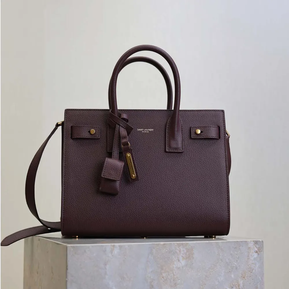 Saint Laurent YSL Women Nano Sac De Jour In Supple Grained Leather-Maroon 2 Saint Laurent YSL Women Nano Sac De Jour In Supple Grained Leather-Maroon