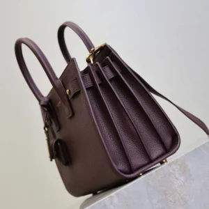 Saint Laurent YSL Women Nano Sac De Jour In Supple Grained Leather-Maroon
