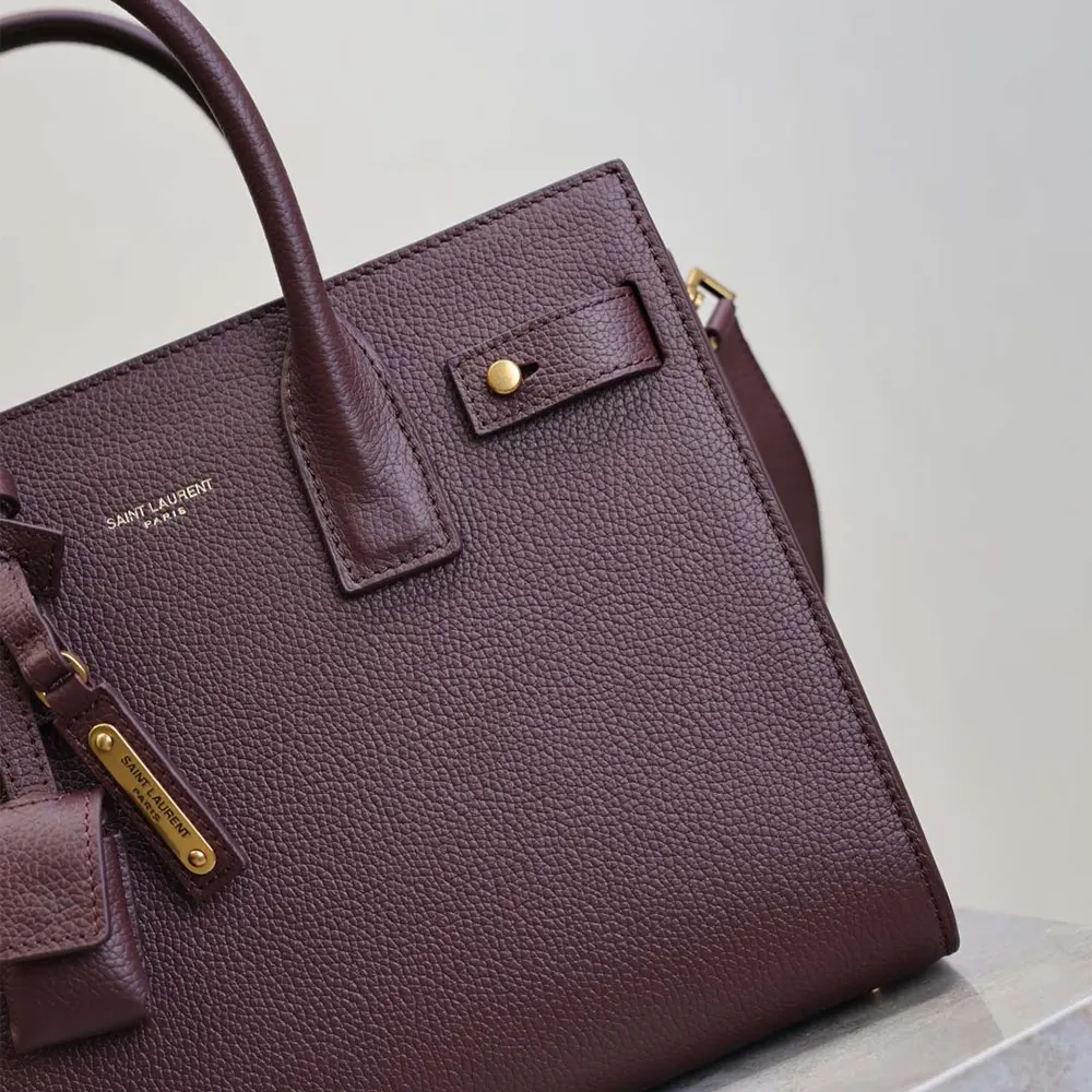 Saint Laurent YSL Women Nano Sac De Jour In Supple Grained Leather-Maroon 8 Saint Laurent YSL Women Nano Sac De Jour In Supple Grained Leather-Maroon