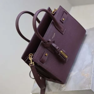 Saint Laurent YSL Women Nano Sac De Jour In Supple Grained Leather-Maroon