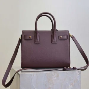 Saint Laurent YSL Women Nano Sac De Jour In Supple Grained Leather-Maroon