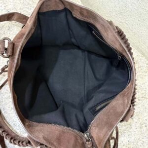 Balenciaga Unisex Le City Bag Large in Light Espresso Waxed Suede Calfskin