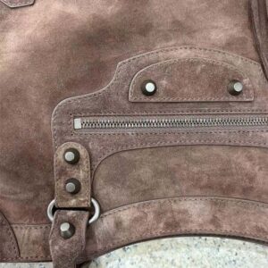 Balenciaga Unisex Le City Bag Large in Light Espresso Waxed Suede Calfskin