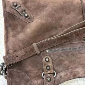 Balenciaga Unisex Le City Bag Large in Light Espresso Waxed Suede Calfskin