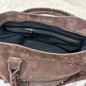 Balenciaga Unisex Le City Bag Large in Light Espresso Waxed Suede Calfskin