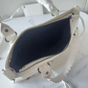 Balenciaga Women Le City First Bag In White Arena Storico Lambskin