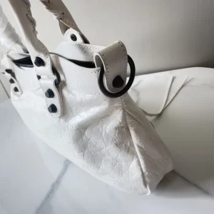 Balenciaga Women Le City First Bag In White Arena Storico Lambskin