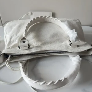 Balenciaga Women Le City First Bag In White Arena Storico Lambskin