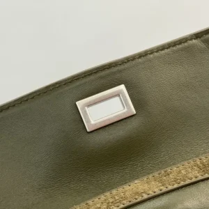Balenciaga Women Rodeo Handbag Medium In Khaki Waxed Suede Calfskin And Smooth Calfskin