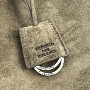 Balenciaga Women Rodeo Handbag Medium In Khaki Waxed Suede Calfskin And Smooth Calfskin