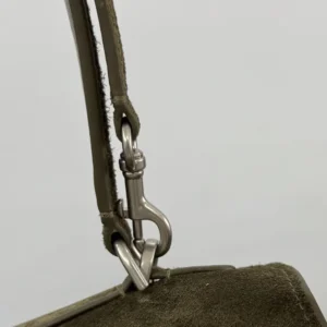 Balenciaga Women Rodeo Handbag Medium In Khaki Waxed Suede Calfskin And Smooth Calfskin