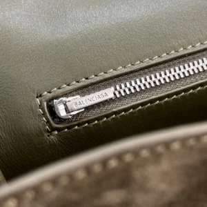 Balenciaga Women Rodeo Handbag Medium In Khaki Waxed Suede Calfskin And Smooth Calfskin
