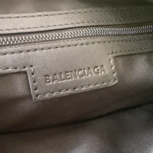 Balenciaga Women Rodeo Handbag Medium In Khaki Waxed Suede Calfskin And Smooth Calfskin
