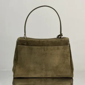 Balenciaga Women Rodeo Handbag Medium In Khaki Waxed Suede Calfskin And Smooth Calfskin