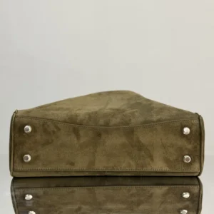 Balenciaga Women Rodeo Handbag Medium In Khaki Waxed Suede Calfskin And Smooth Calfskin