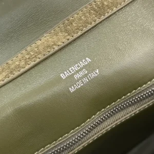 Balenciaga Women Rodeo Handbag Medium In Khaki Waxed Suede Calfskin And Smooth Calfskin