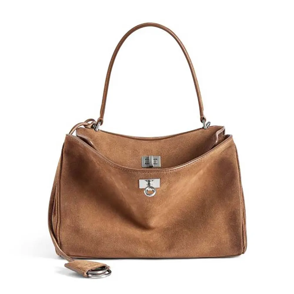 Balenciaga Women Rodeo Handbag Small In Camel-Brown 7897792A 1 Balenciaga Women Rodeo Handbag Small In Camel-Brown 7897792A