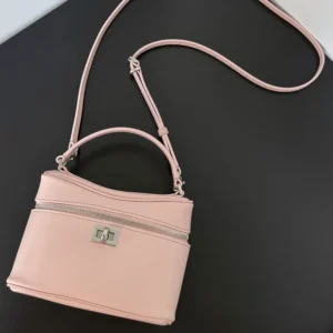 Balenciaga Women Rodeo Vanity In Suede Pink Smooth Calfskin