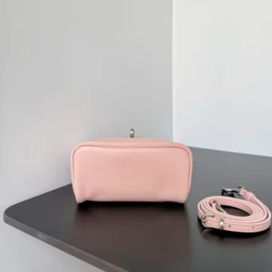 Balenciaga Women Rodeo Vanity In Suede Pink Smooth Calfskin