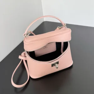 Balenciaga Women Rodeo Vanity In Suede Pink Smooth Calfskin