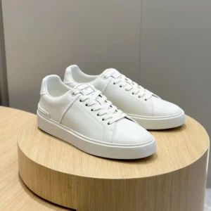 Balmain Unisex B Court Trainers in Calfskin-White FM1VI288LVTR