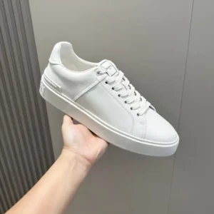 Balmain Unisex B Court Trainers in Calfskin-White FM1VI288LVTR