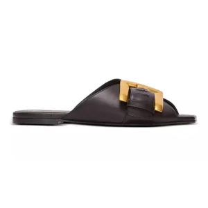 Balmain Women Anthem Flat Leather-Black