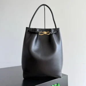 Bottega Veneta Women Andiamo Bucket in Silky Calf Leather-Black 844169V