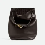 Bottega Veneta Women Andiamo Bucket in Silky Calf Leather-Chocolate 844169V